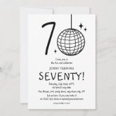 Minimale Doodle 70ste Disco Bal Verjaardag Kaart (Voorkant)