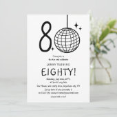 Minimale Doodle 80ste Disco Bal Verjaardag Kaart (Staand voorkant)