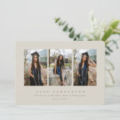 Minimale driestuksfoto van Elegant Beige Afstudere Aankondiging (Staand voorkant)