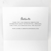 Minimale drievoudig huwelijk tussen zwart en wit drieluik uitnodiging (Binnenzijde eerst)