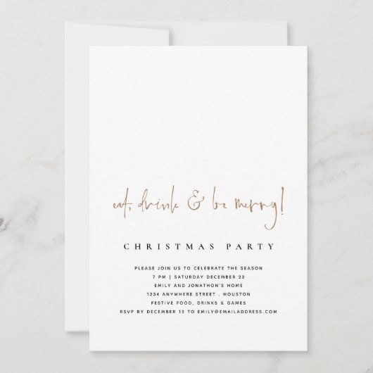 Minimale Drink met Eat zijn prettige kerstfeestdag Kaart (Voorkant)