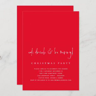 Minimale Drink met eten Wees vrolijk kerstfeest ro Kaart