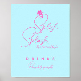 Minimale Drinken van Mermaid Birthday Party Poster