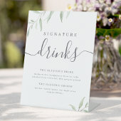 Minimale Drinken voor groene rustic Wedding Reclamebord Met Voetstuk