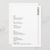 Minimale Drinken voor zwart-witbruiloft 5 x 7 Menu (Voorkant / Achterkant)