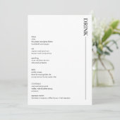 Minimale Drinken voor zwart-witbruiloft 5 x 7 Menu (Staand voorkant)