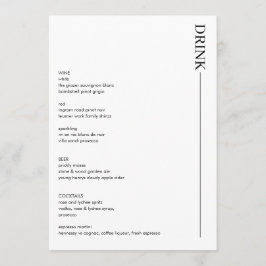 Minimale Drinken voor zwart-witbruiloft 5 x 7 Menu