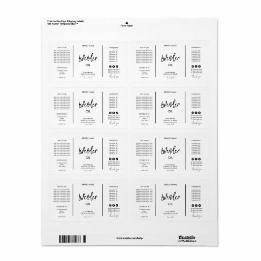 Minimale Dropper Fles Productlabels Etiket (Full Sheet)