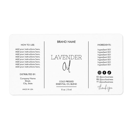 Minimale Dropper Fles Productlabels Etiket (Voorkant)