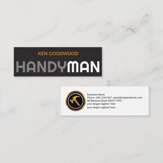 Minimale dual Colors Handyman Signage Mini Visitekaartje (Voorkant / Achterkant)