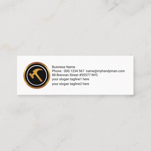 Minimale dual Colors Handyman Signage Mini Visitekaartje (Achterkant)