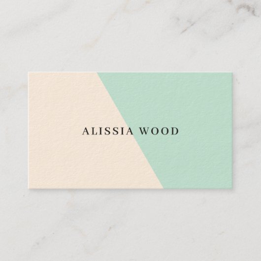 Minimale Dual Tone Mint & Natural Visitekaartje (Voorkant)