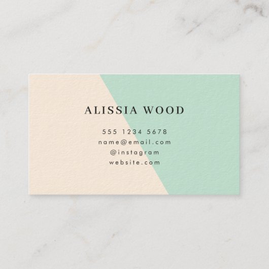 Minimale Dual Tone Mint & Natural Visitekaartje (Achterkant)