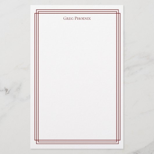 Minimale dubbele bordeauxrand briefpapier (Voorkant)