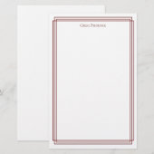 Minimale dubbele bordeauxrand briefpapier (Voorkant / Achterkant)