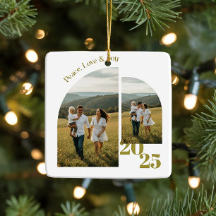 Minimale dubbelzijdige boog twee foto's  keramisch ornament