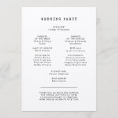 Minimale dubbelzijdige bruiloft met schrijfmachine programmakaart (Achterkant)