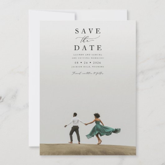 Minimale dubbelzijdige foto bruiloft Bewaar de dat Kaart (Voorkant)