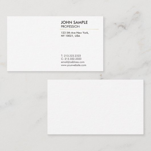 Minimale Duidelijke Moderne Professionele Elegante Visitekaartje (Voorkant / Achterkant)