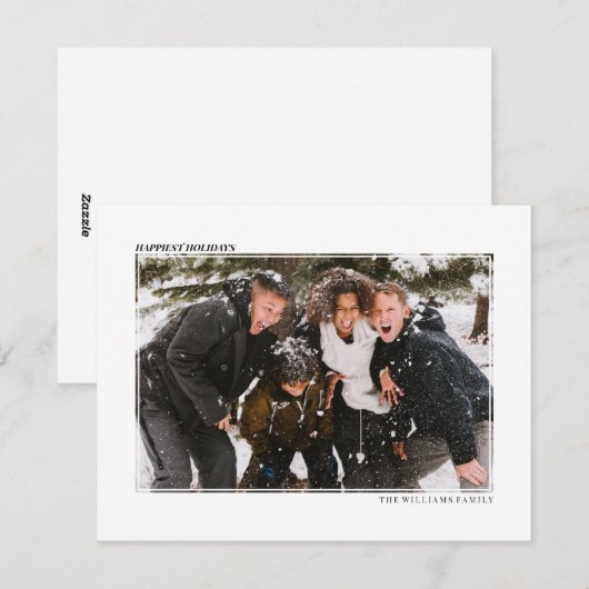 Minimale dunne foto-rand feestdagenkaart (Voorkant / Achterkant)