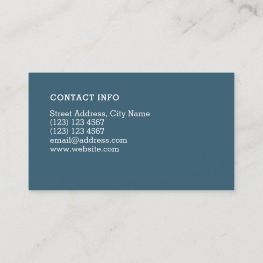 Minimale duo-toon elegant blauw wit visitekaartje (Achterkant)