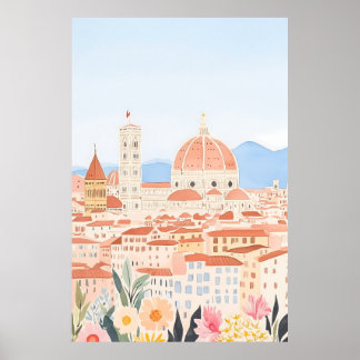 Minimale Duomo Italië Florence Art Print