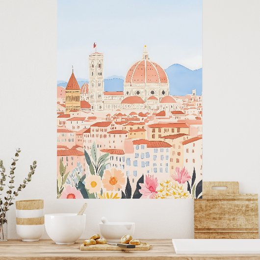 Minimale Duomo Italië Florence Art Print (Keuken)