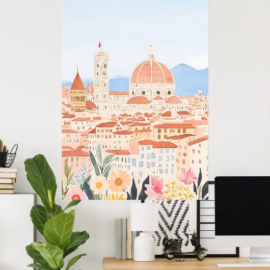Minimale Duomo Italië Florence Art Print (Thuiskantoor)