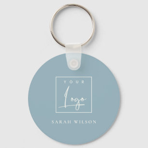 Minimale Dusky Blue Custom Promotion Business Logo Sleutelhanger