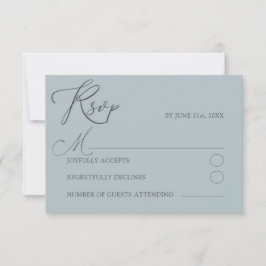 Minimale Dusty Blu RSVP Typografie Wedding Kaartje