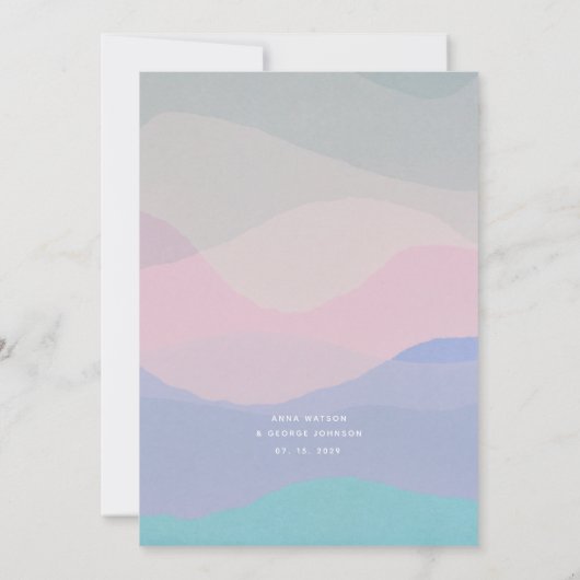 Minimale Dusty Blue Boho Huwelijksuitnodiging Kaart (Achterkant)