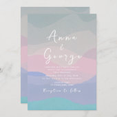 Minimale Dusty Blue Boho Huwelijksuitnodiging Kaart (Voorkant / Achterkant)