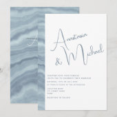 Minimale Dusty Blue Elegant bruiloft Uitnodigen Kaart (Voorkant / Achterkant)