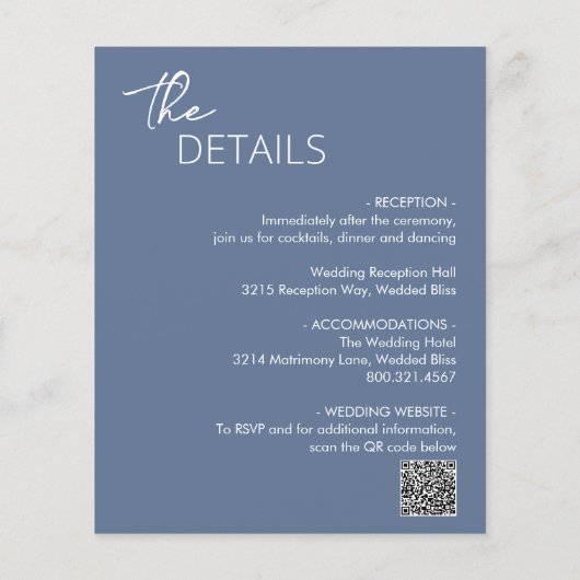 Minimale Dusty Blue Modern Budget Wedding Uitnodig Flyer (Achterkant)