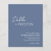 Minimale Dusty Blue Modern Budget Wedding Uitnodig Flyer (Voorkant)