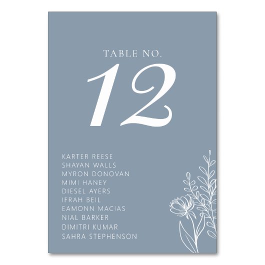 Minimale Dusty Blue Modern Classic Weddennames Kaart (Achterkant)