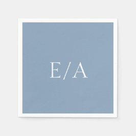 Minimale Dusty Blue Monogram Eenvoudig Elegant Huw Servet