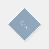 Minimale Dusty Blue Monogram Eenvoudig Elegant Huw Servet (Hoek)