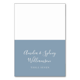 Minimale Dusty Blue Script Custom Name Place Card Kaart