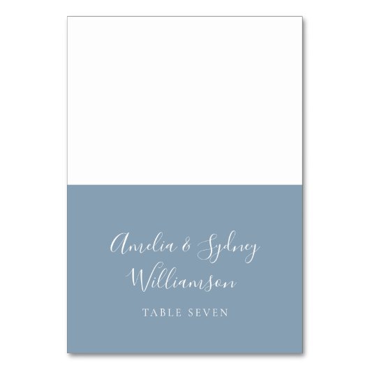 Minimale Dusty Blue Script Custom Name Place Card Kaart (Voorkant)