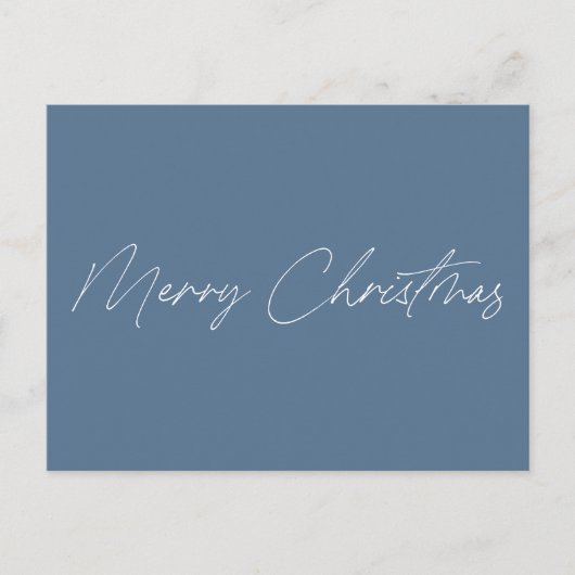 Minimale Dusty Blue Script Name Merry Kerstmis Briefkaart (Voorkant)