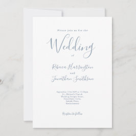 Minimale Dusty Blue Script Wedding Kaart