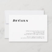 Minimale e-legant bruiloft - Details kaart (Voorkant)