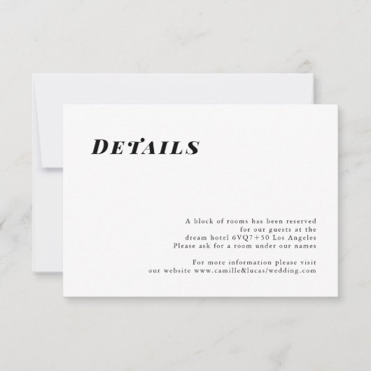 Minimale e-legant bruiloft - Details kaart (Voorkant)