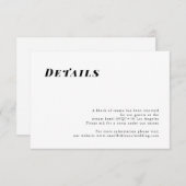 Minimale e-legant bruiloft - Details kaart (Voorkant / Achterkant)