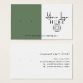 Minimale Earth Green White Logo Earring Display Visitekaartje (Voorkant /achterkant)