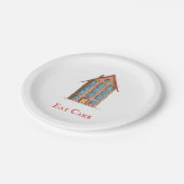 Minimale Eat Cake Building Housewarming Party Papieren Bordje (Gekanteld)