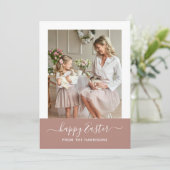Minimale eBay Blush Script Family Photo Easter Feestdagenkaart (Staand voorkant)