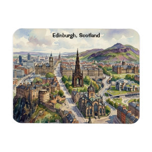 Minimale Edinburgh Schotland Stadsgezicht Aquarel Magneet