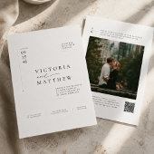 Minimale Editoriale QR-code Huwelijksuitnodiging m Kaart
